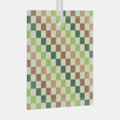 Earthy rainbow diagonal checkerboard pattern ガラスオーナメント (正面右)