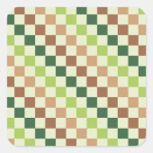Earthy rainbow diagonal checkerboard pattern スクエアシール (正面)