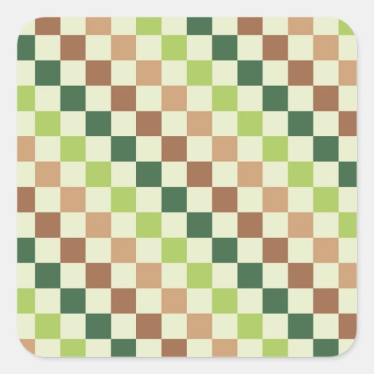 Earthy rainbow diagonal checkerboard pattern スクエアシール (正面)