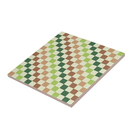Earthy rainbow diagonal checkerboard pattern タイル (側面)