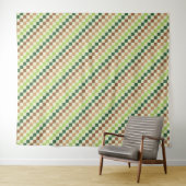 Earthy rainbow diagonal checkerboard pattern タペストリー (インサイチュ(横))