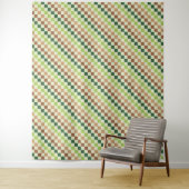 Earthy rainbow diagonal checkerboard pattern タペストリー (インサイチュ)