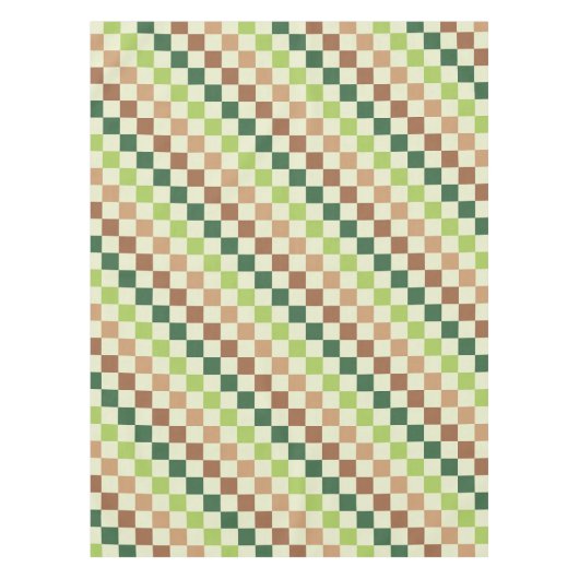 Earthy rainbow diagonal checkerboard pattern テーブルクロス (正面)