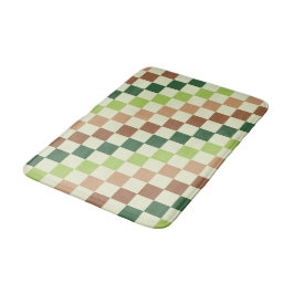 Earthy rainbow diagonal checkerboard pattern バスマット