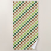 Earthy rainbow diagonal checkerboard pattern ビーチタオル (正面)