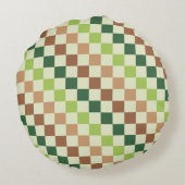 Earthy rainbow diagonal checkerboard pattern ラウンドクッション (裏面)