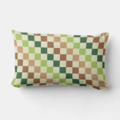 Earthy rainbow diagonal checkerboard pattern ランバークッション (裏面)