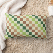 Earthy rainbow diagonal checkerboard pattern ランバークッション (ブランケット)