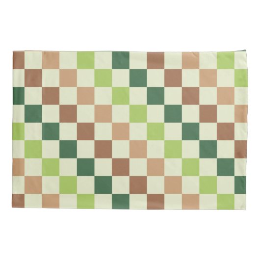 Earthy rainbow diagonal checkerboard pattern 枕カバー (裏面-左)