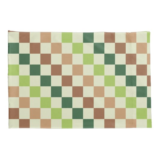 Earthy rainbow diagonal checkerboard pattern 枕カバー (裏面-右)