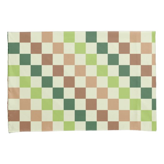 Earthy rainbow diagonal checkerboard pattern 枕カバー (正面右)