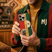 Earthy Retro 70s Color Block Custom Photo & Name iPhoneケース