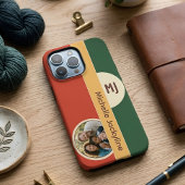 Earthy Retro 70s Color Block Custom Photo & Name iPhoneケース