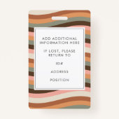 Earthy Retro Wavy Stripe Employee Photo ID バッジ (裏面)