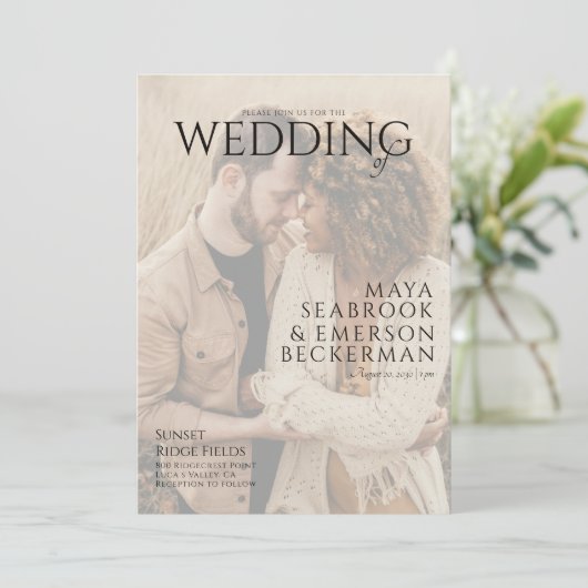 Earthy Rustic Photo Wedding 招待状 (スタンド正面)