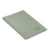 Earthy Sage Green Organic Modern Monogram ノートブック (右側)