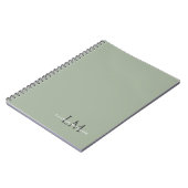 Earthy Sage Green Organic Modern Monogram ノートブック (左側)