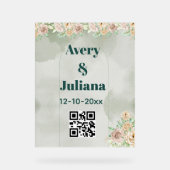 Earthy Shades Flowers Boho Elegant Sage Green アクリルサイン (正面)