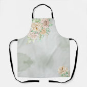 Earthy Shades Flowers Boho Elegant Sage Green エプロン (正面)
