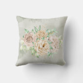 Earthy Shades Flowers Boho Elegant Sage Green クッション (裏面)