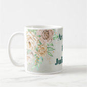 Earthy Shades Flowers Boho Elegant Sage Green コーヒーマグカップ (左)