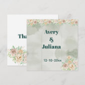 Earthy Shades Flowers Boho Elegant Sage Green セーブザデート (正面/裏面)