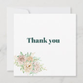 Earthy Shades Flowers Boho Elegant Sage Green 招待状 (裏面)