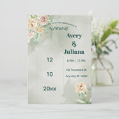 Earthy Shades Flowers Boho Elegant Sage Green 招待状 (スタンド正面)