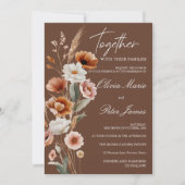 Earthy Terracotta Boho Watercolor Wedding 招待状 (正面)