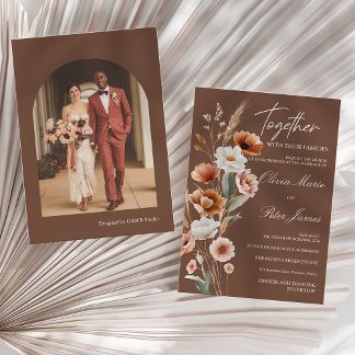 Earthy Terracotta Boho Watercolor Wedding 招待状