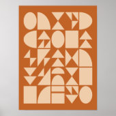 Earthy Terracotta Modern Geometric Shapes Art ポスター (正面)