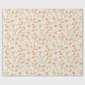 Earthy Terracotta Whimsical Flowers Handdrawn Fall ラッピングペーパー (フラット)