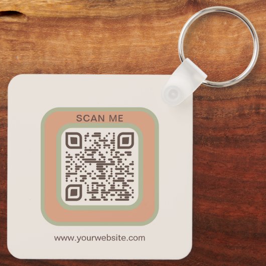 Earthy Tone Logo QR Code Double Sided Keychain キーホルダー (裏面)