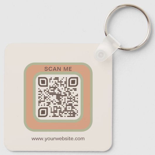 Earthy Tone Logo QR Code Double Sided Keychain キーホルダー (裏面)