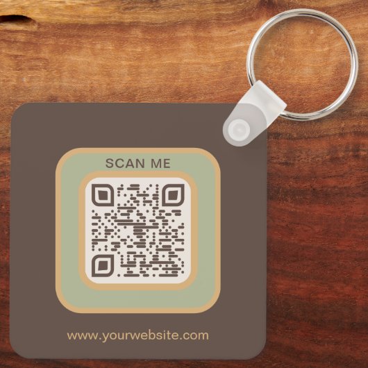 Earthy Tone Logo QR Code Double Sided Keychain キーホルダー (裏面)