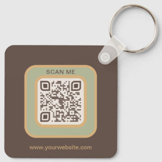 Earthy Tone Logo QR Code Double Sided Keychain キーホルダー