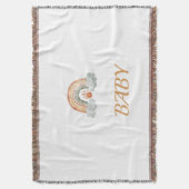 Earthy Tone Watercolor Boho Rainbow "Baby"  スローブランケット (正面縦)