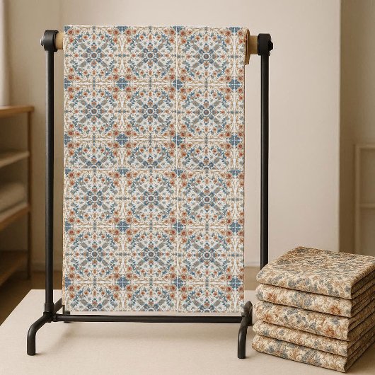 Earthy Tones Boho Floral Pattern Minimalistic Chic ファブリック