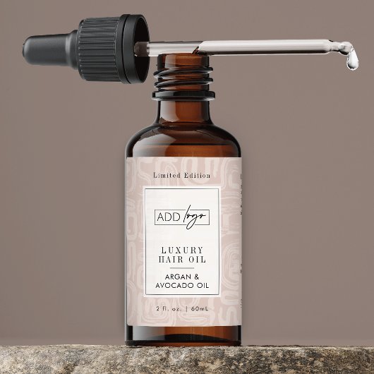 Earthy Tones Boho Pattern Logo 2OZ Dropper Bottle ラベル