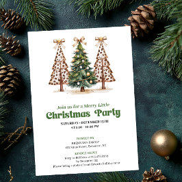 Earthy tones Christmas tree leopard print invite 招待状