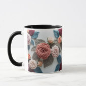 Earthy Tones Knitted Rose Combo Mug | Rustic Wool  マグカップ (左)