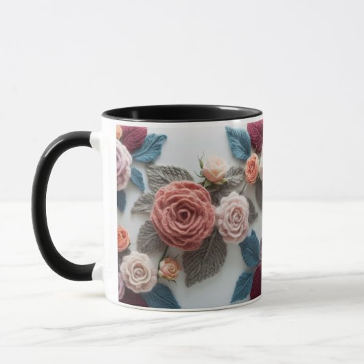 Earthy Tones Knitted Rose Combo Mug | Rustic Wool  マグカップ (左)