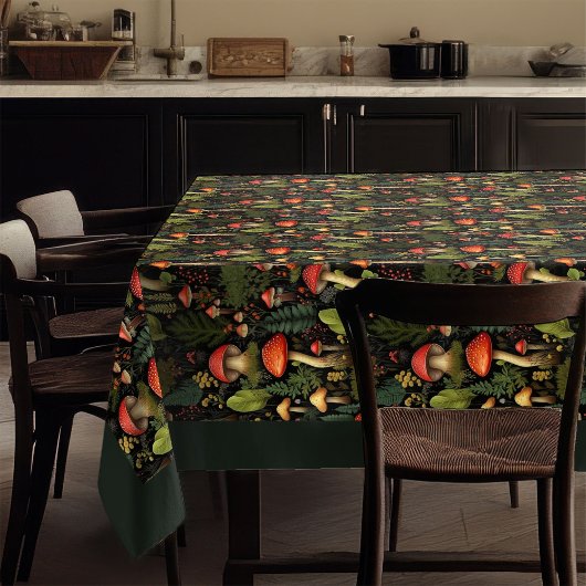 Earthy Tones Tablecloth Mushrooms & Wildflowers テーブルクロス