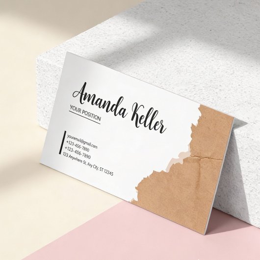 Earthy Torn Paper Business Card 名刺
