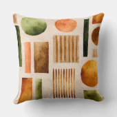 Earthy Watercolor Abstract Pattern - Boho Organic クッション (裏面)