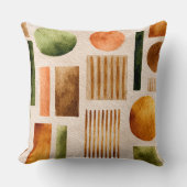 Earthy Watercolor Abstract Pattern - Boho Organic クッション (正面)