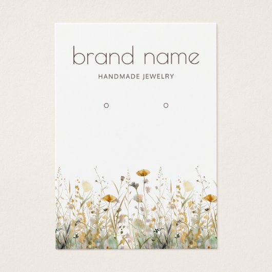 Earthy Watercolor Wildflowers Earring Display Card (正面)