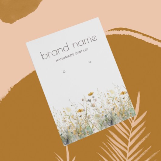 Earthy Watercolor Wildflowers Earring Display Card