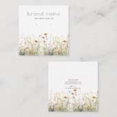 Earthy Watercolor Wildflowers Earring Display Card スクエア名刺 (正面/裏面)