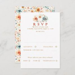 Earthy Wildflower Wedding RSVP Card